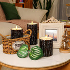 S Pack Pine Bark Flameless Led Candle with Remote Control and Timer, for Christmas, Halloween, Wedding,... - House Of Avana