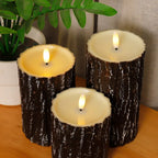 S Pack Pine Bark Flameless Led Candle with Remote Control and Timer, for Christmas, Halloween, Wedding,... - House Of Avana