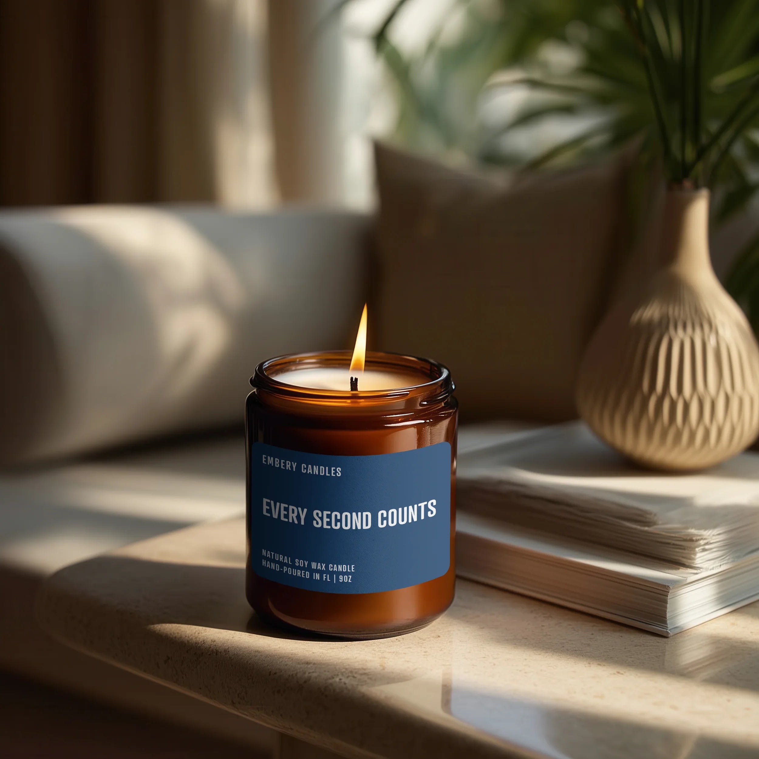 Every Second Counts | Soy Wax Scented Candle, side view - House Of Avana