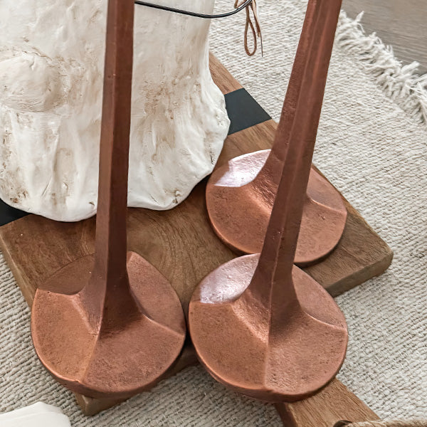 Copper Finish Cast Iron Taper Candle Holders, Set of Three Decor Steals