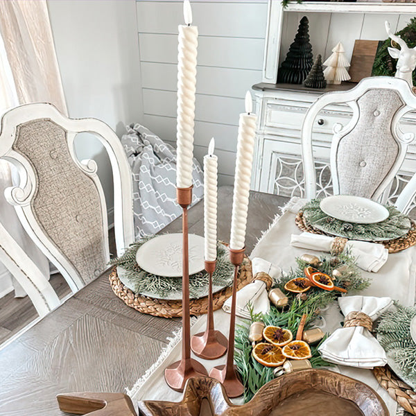 Copper Finish Cast Iron Taper Candle Holders, Set of Three Decor Steals