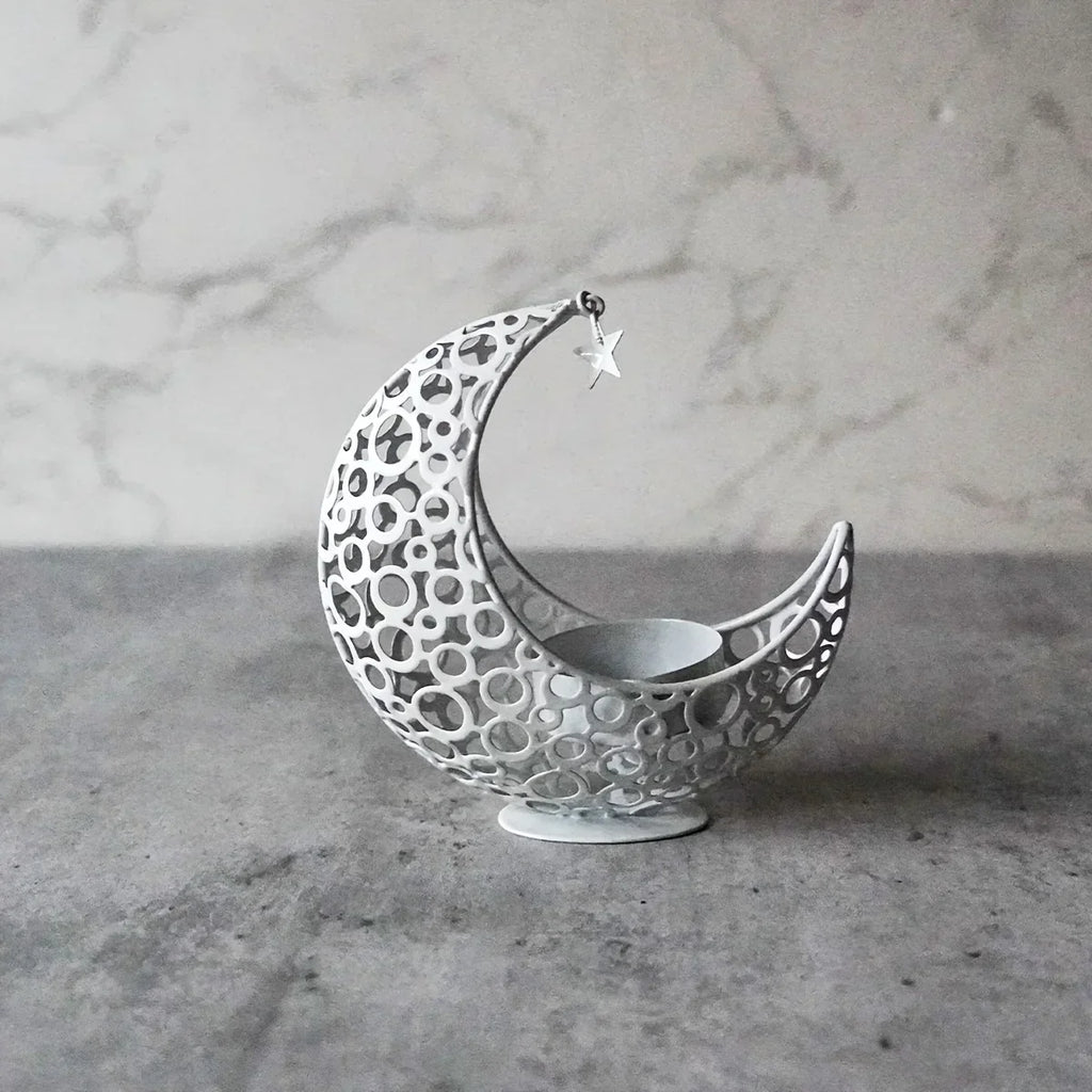 Candle Holder - Hollow Metal Moon