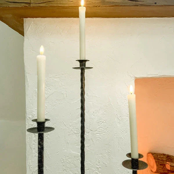 Tall Hand-Forged Cast Iron Floor Candle Holders, Set of 3 Decor Steals