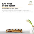 Olive Wood Candle Holder, back view - House Of Avana
