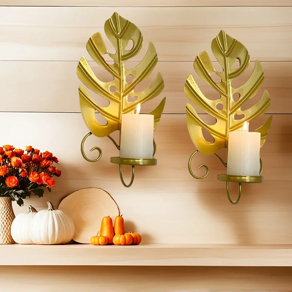 Candle Holders - Elegant Metal Set, back view - House Of Avana