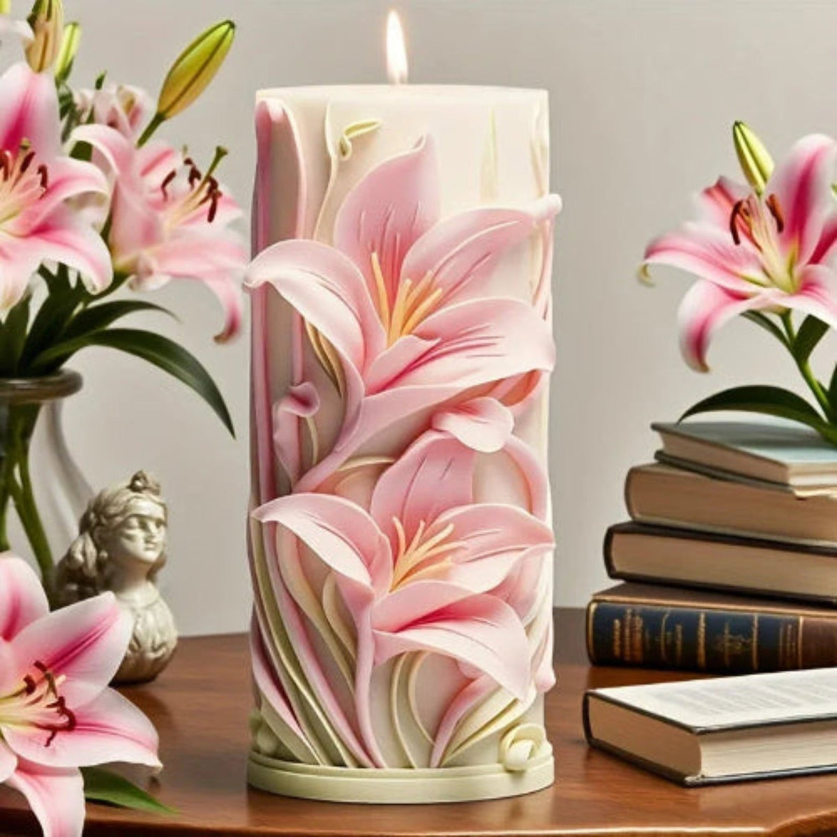Candle Mold - Tulip Shaped White, back view - House Of Avana [[SKU:HOA-CAN-013]]
