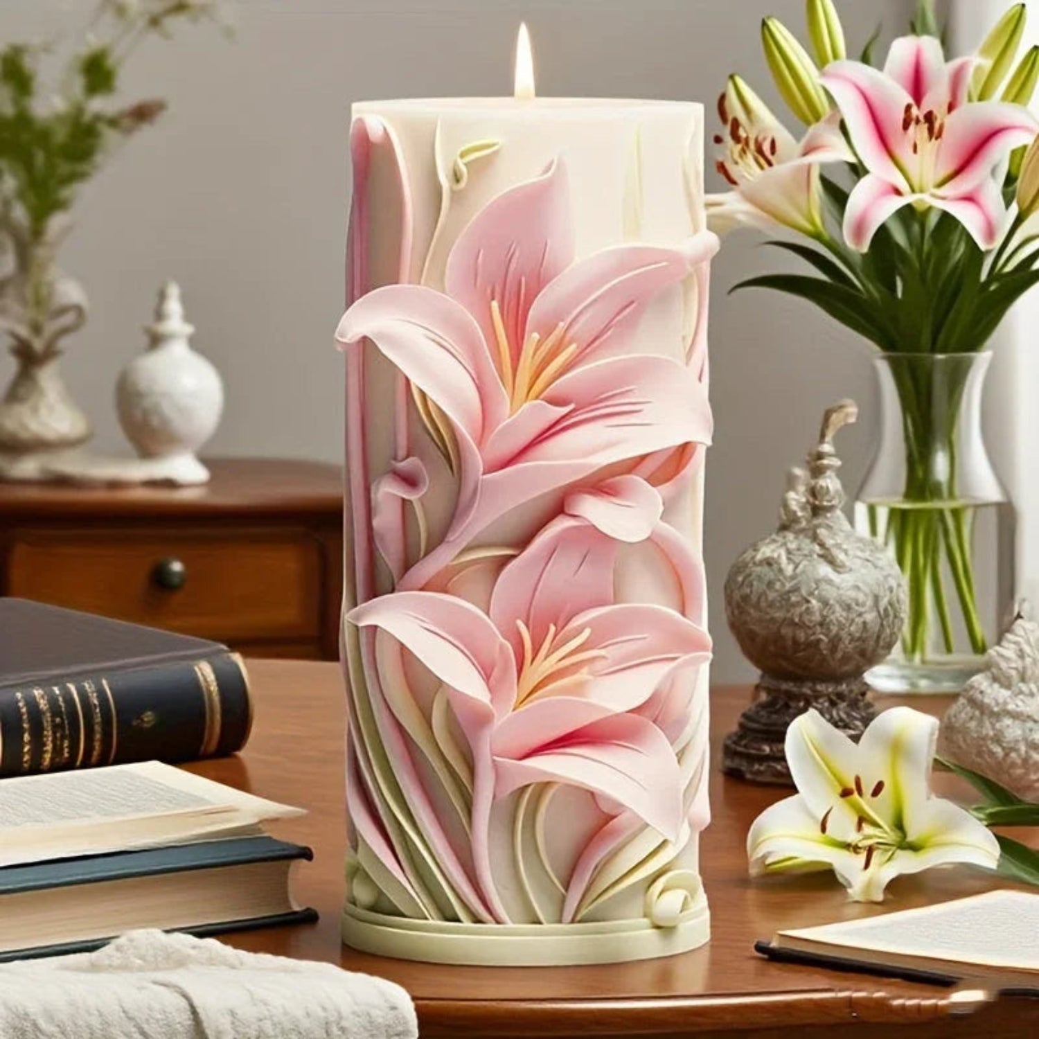 Candle Mold - Tulip Shaped White, side view - House Of Avana
