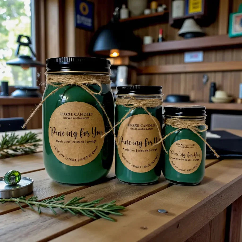 "pine"ing for You Candle | Organic Soy Candle, angled view - House Of Avana