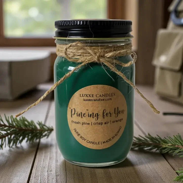 "pine"ing for You Candle | Organic Soy Candle, angled view - House Of Avana