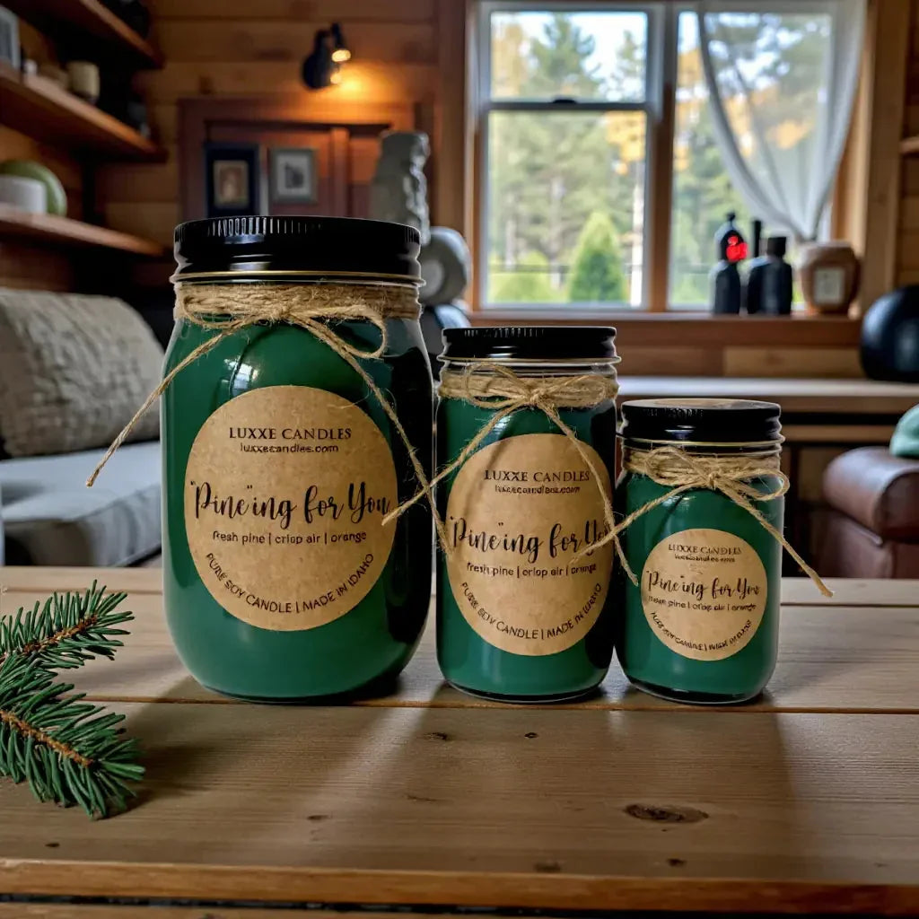 "pine"ing for You Candle | Organic Soy Candle, top view - House Of Avana