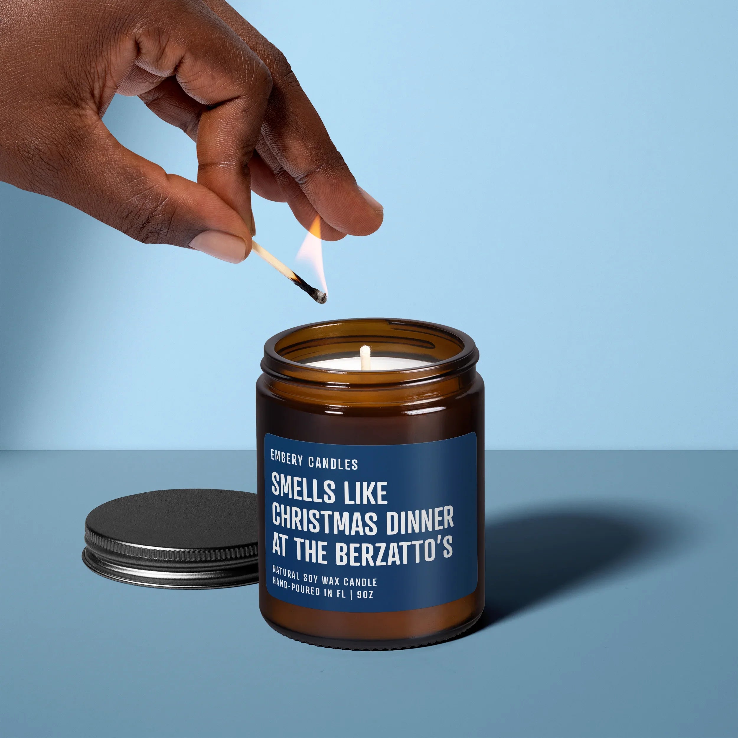 Smells Like Christmas Dinner at the Berzatto's | Soy Wax Scented Candle, back view - House Of Avana