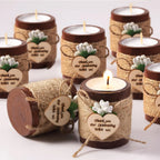 12 Piece Wood Tealight Candle Holders for Favors, lifestyle image - House Of Avana