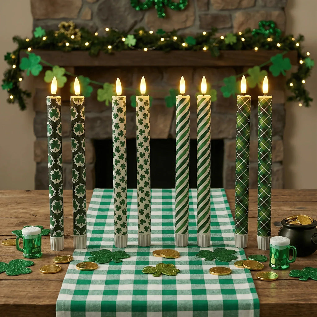 Candles - LED Green 10 Inch Set