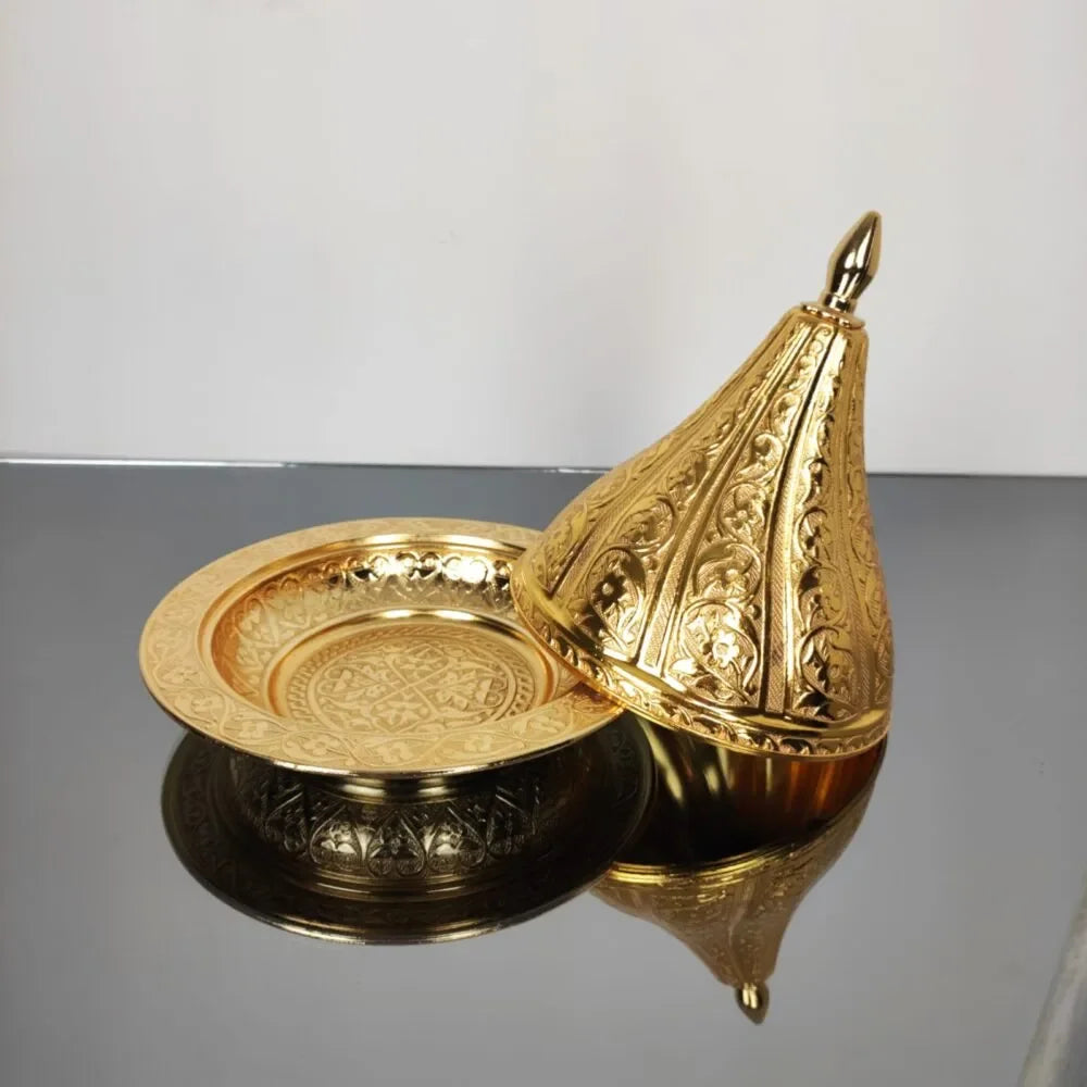 Amira Gold Snack Bowl Tea + Linen