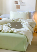 Candy Stripe Washed Cotton Bedding Set / Pink Ever Lasting