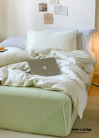 Candy Stripe Washed Cotton Bedding Set / Pink Ever Lasting