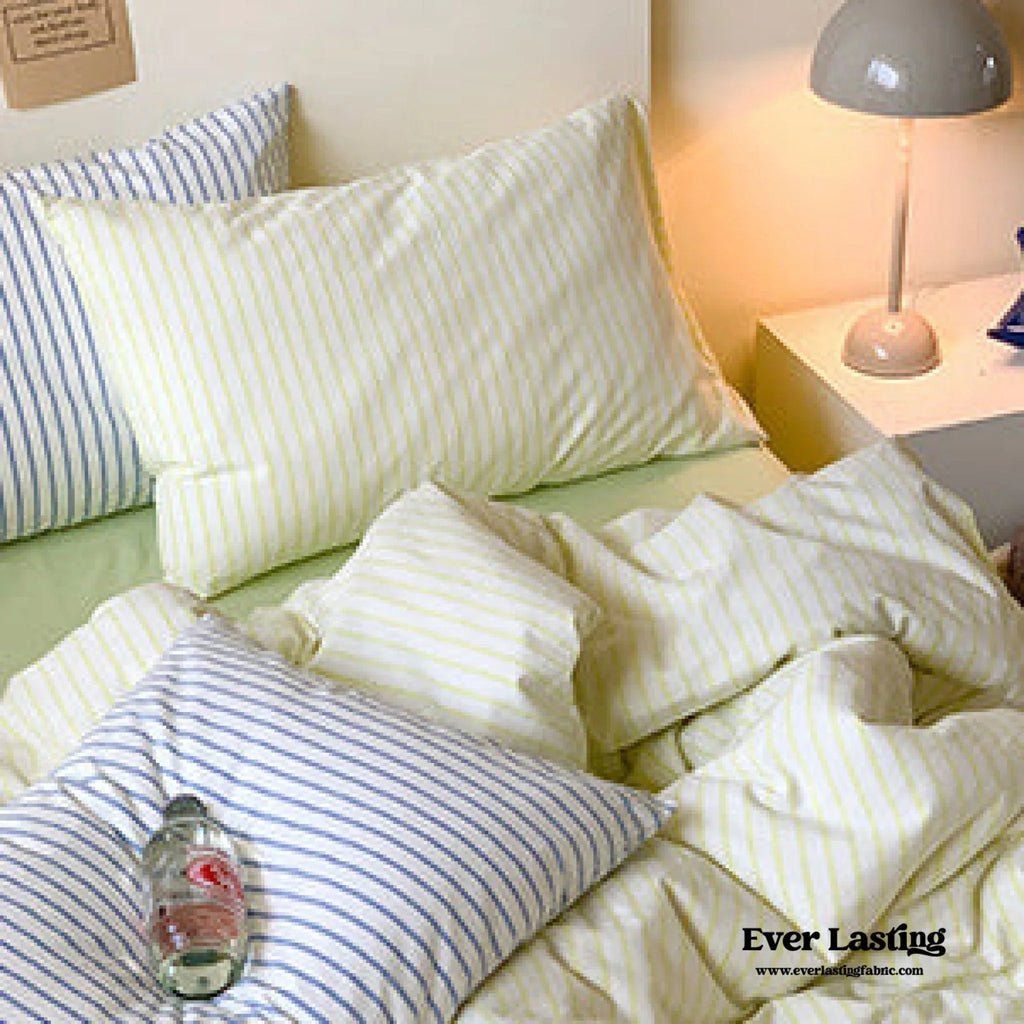 Candy Stripe Washed Cotton Bedding Set / Pink Ever Lasting