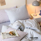 Candy Stripe Washed Cotton Bedding Set / Pink Ever Lasting