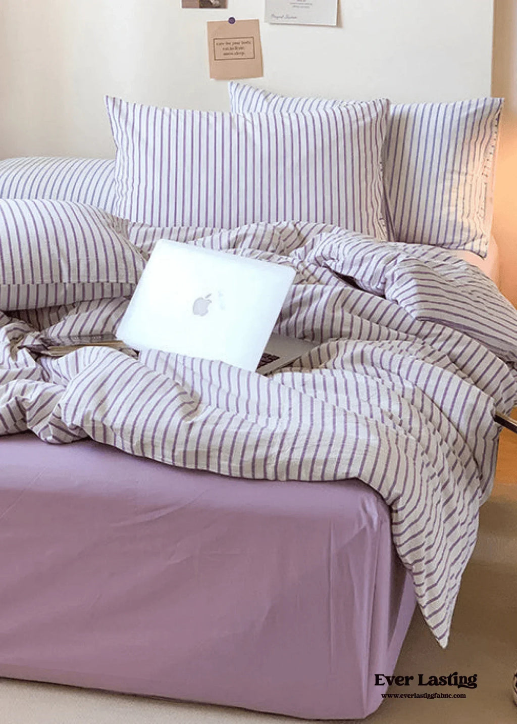 Candy Stripe Washed Cotton Bedding Set / Pink Ever Lasting