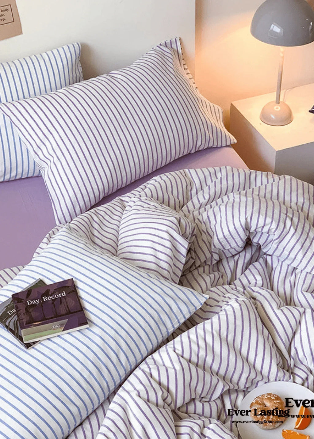 Candy Stripe Washed Cotton Bedding Set / Pink Ever Lasting