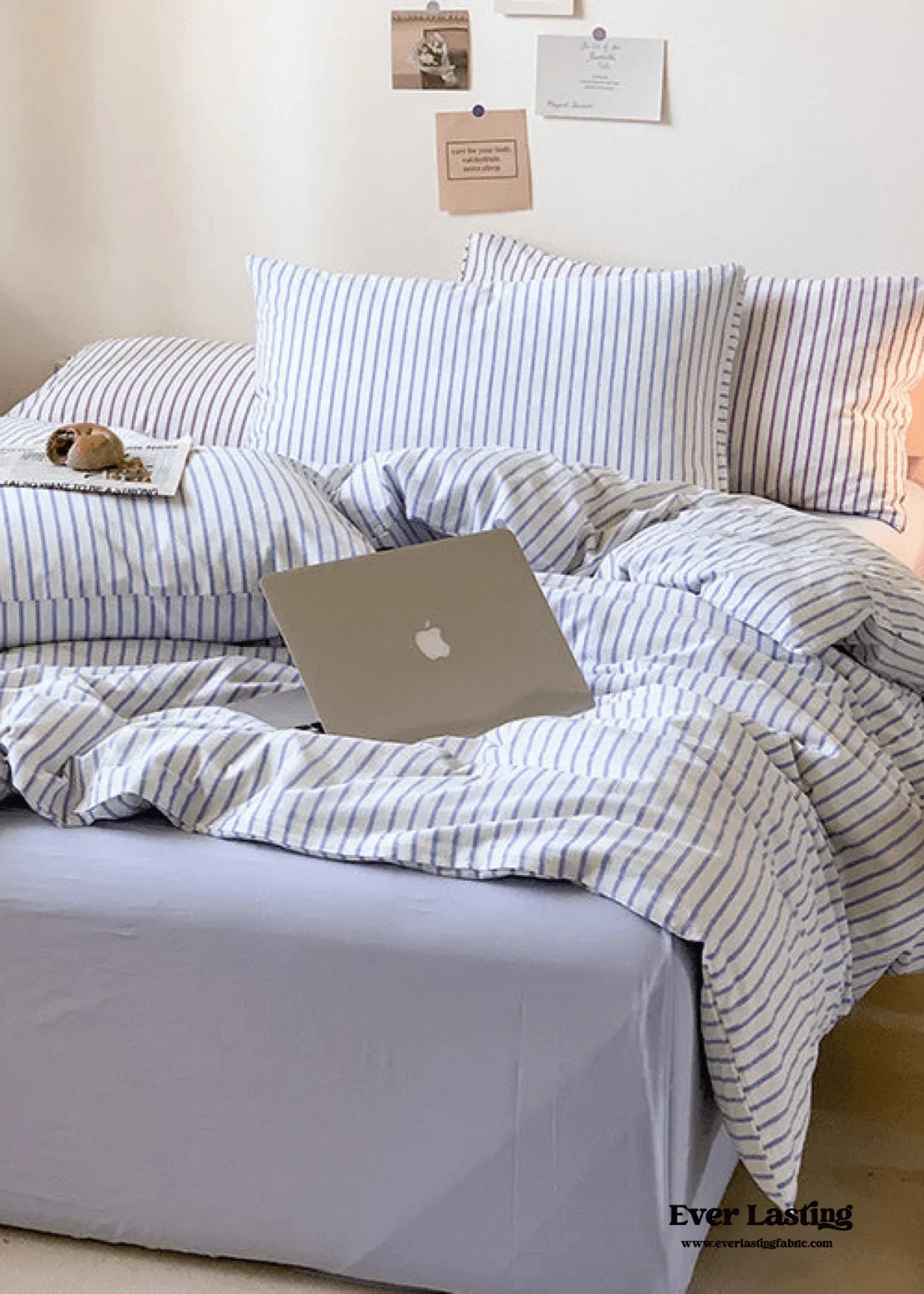 Candy Stripe Washed Cotton Bedding Set / Pink Ever Lasting