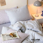 Candy Stripe Washed Cotton Bedding Set / Pink Ever Lasting