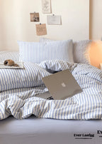 Candy Stripe Washed Cotton Bedding Set / Pink Ever Lasting
