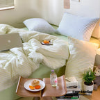 Candy Stripe Washed Cotton Bedding Set / Pink Ever Lasting