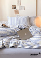 Candy Stripe Washed Cotton Bedding Set / Purple Ever Lasting