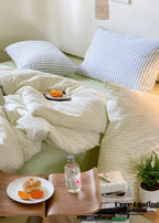 Candy Stripe Washed Cotton Bedding Set / Purple Ever Lasting