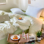 Candy Stripe Washed Cotton Bedding Set / Purple Ever Lasting