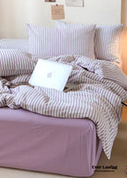 Candy Stripe Washed Cotton Bedding Set / Purple Ever Lasting