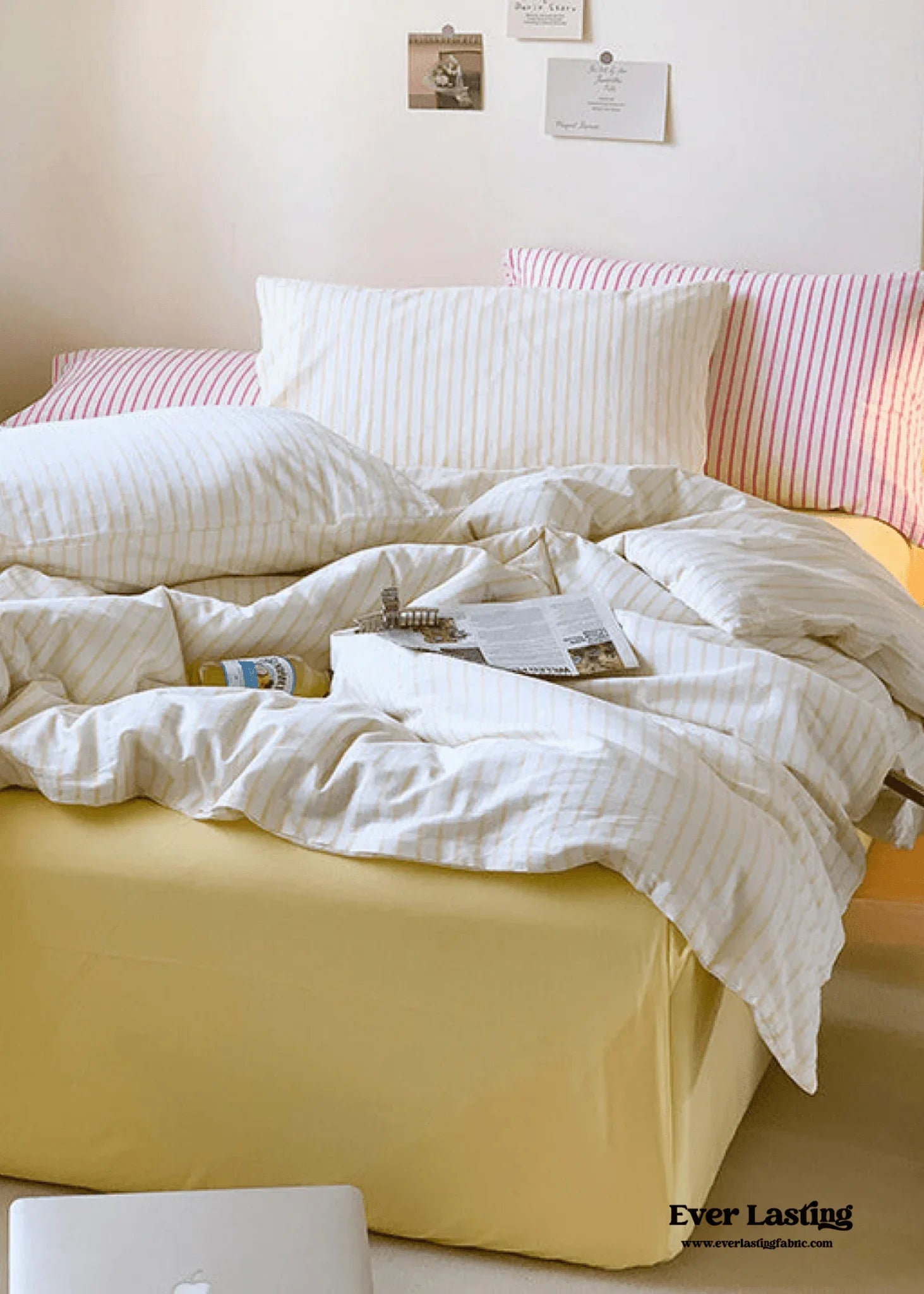 Candy Stripe Washed Cotton Bedding Set / Purple Ever Lasting