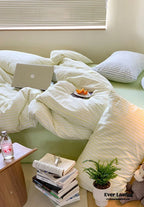 Candy Stripe Washed Cotton Bedding Set / Purple Ever Lasting