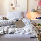 Candy Stripe Washed Cotton Bedding Set / Purple Ever Lasting