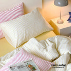 Candy Stripe Washed Cotton Bedding Set / Purple Ever Lasting