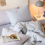 Candy Stripe Washed Cotton Bedding Set / Purple Ever Lasting