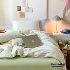 Candy Stripe Washed Cotton Bedding Set / Purple Ever Lasting