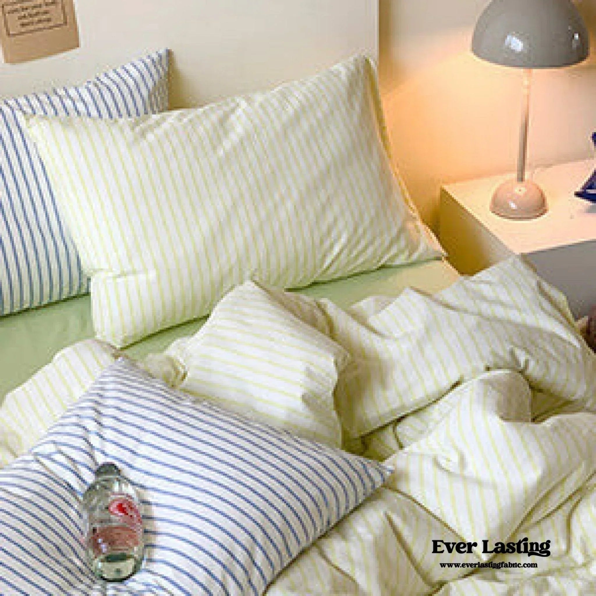 Candy Stripe Washed Cotton Bedding Set / Purple Ever Lasting
