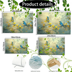 1pc Wooden Framed Canvas Painting Artwork Very suitable for office corridor home living room decoration Two blue and yellow birds, tree branches, yellow flowers, soft background - House Of Avana