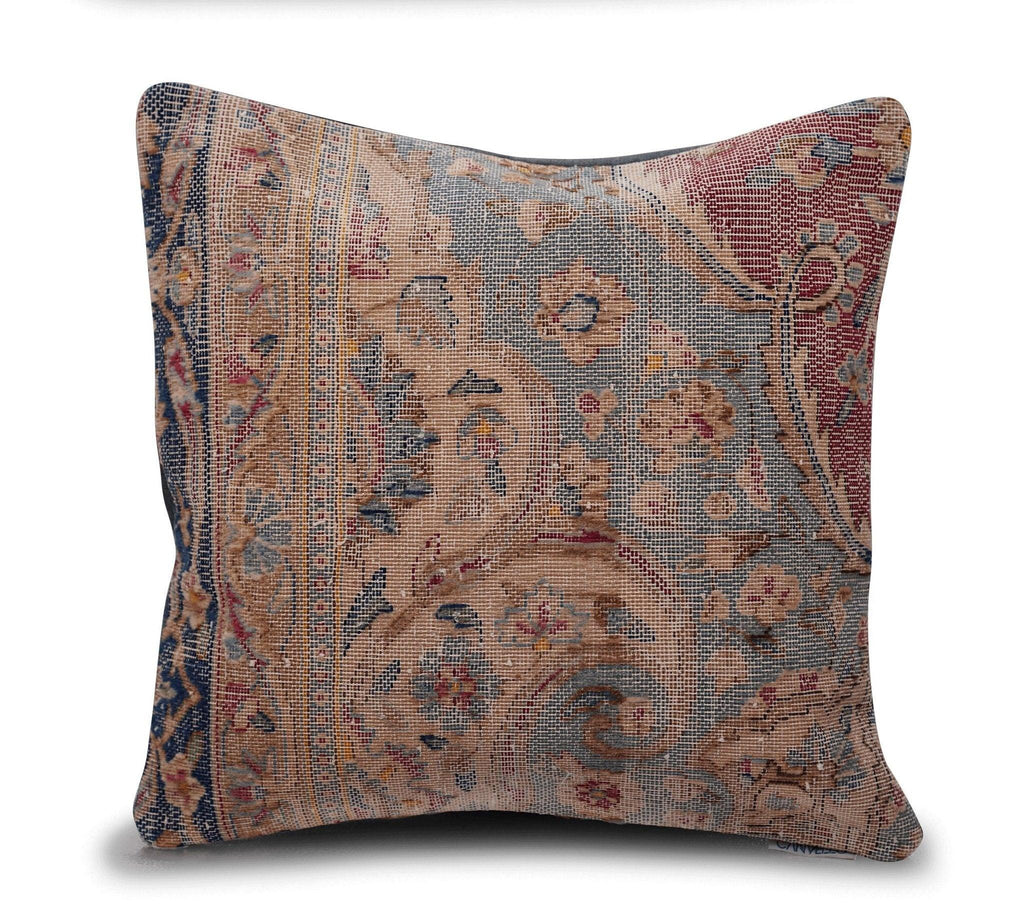 Canvello Antique Handmade Kerman Rug Pillow - 18"x18" Canvello