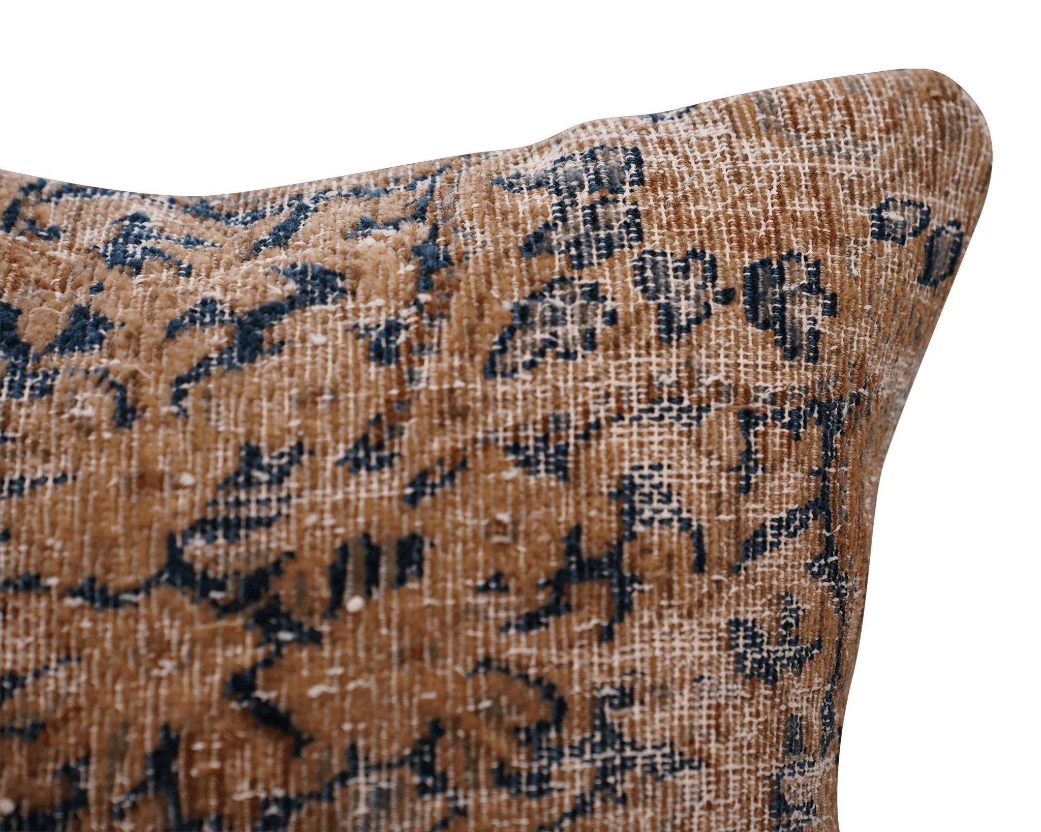 Canvello Antique Kerman Rug Dark Brown Pillow - 18"x18" Canvello