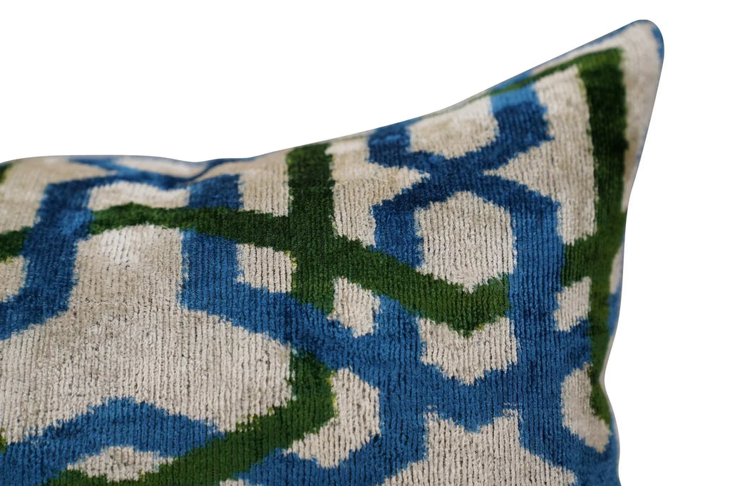 Canvello Contemporary Blue and Green Pillows - 16"x24", angled view - House Of Avana