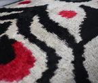 Canvello Decorative Black White Red Geometric Throw Pillow Down Feather Filled - 16x24 in, top view - House Of Avana