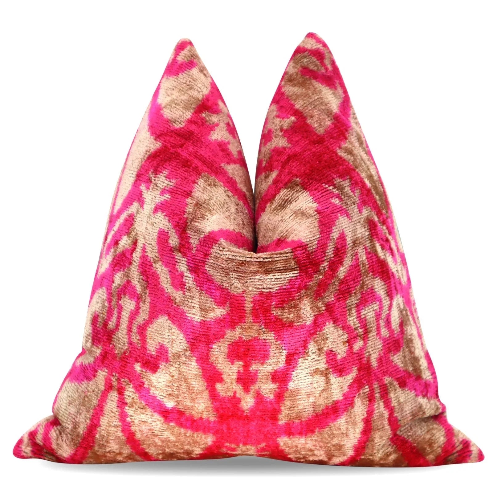 Canvello Decorative Pink Beige Geometric Throw Pillow Down Feather Filled - 16x16 in Canvello