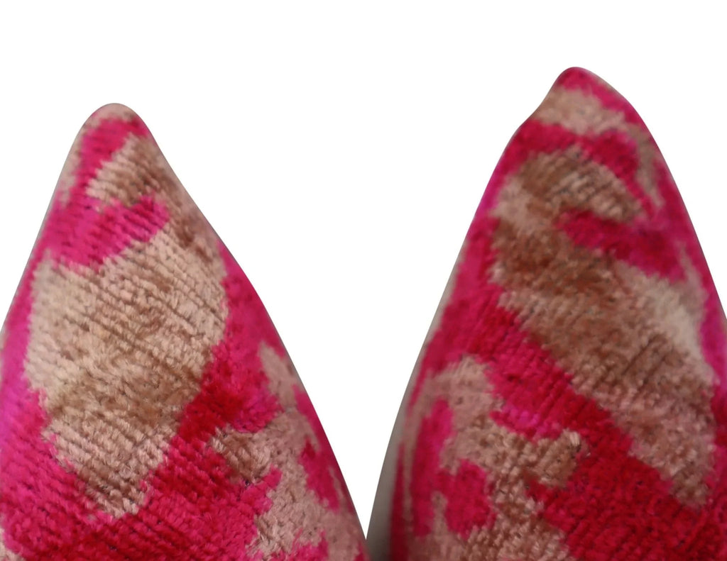 Canvello Decorative Pink Beige Geometric Throw Pillow Down Feather Filled - 16x16 in Canvello