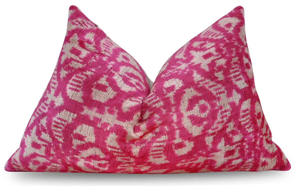 Canvello Decorative Pink Beige Geometric Throw Pillow Down Feather Filled - 16x24 in Canvello