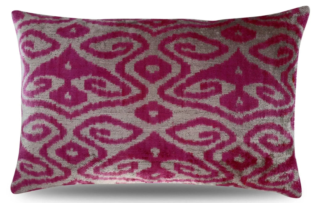 Canvello Decorative Pink Purple Geometric Throw Pillow Down Feather Filled - 16x24 in, front view - House Of Avana