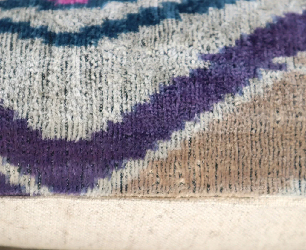 Canvello Earth Tones Velvet Turkish Ikat Pillow - 16'' X 16', angled view - House Of Avana