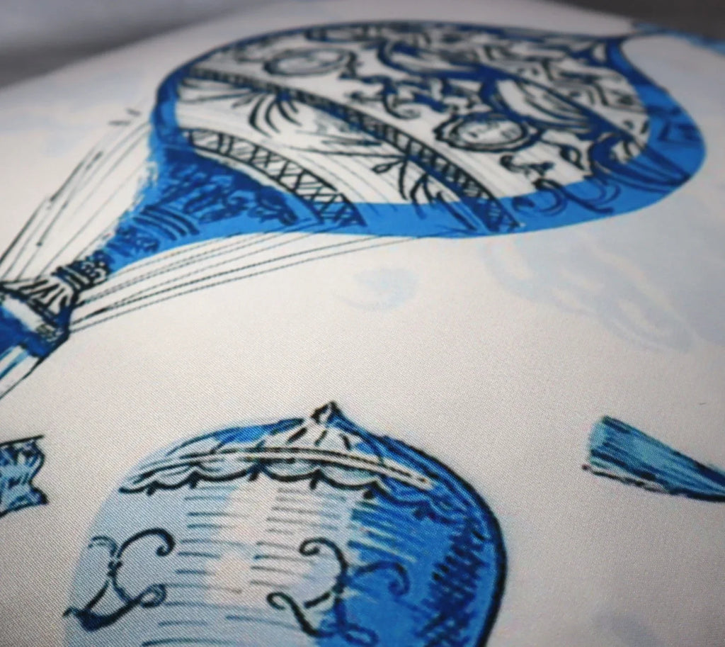 Canvello Elegance in Bloom Blue Print Silk Throw Pillow Canvello